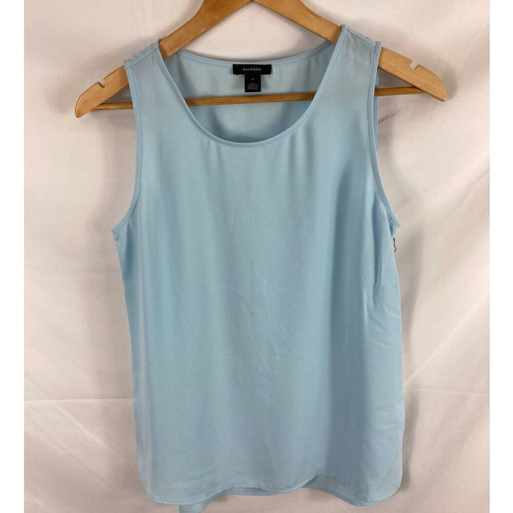 Halogen light blue chiffon flow tank size xs